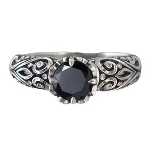Antique Silver with Black Center Stone Ring
